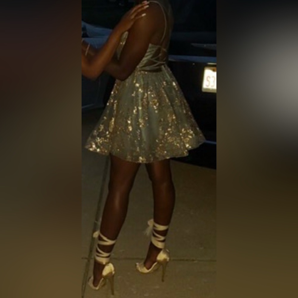 Homecoming  or prom dress. Olive green.  Size 4